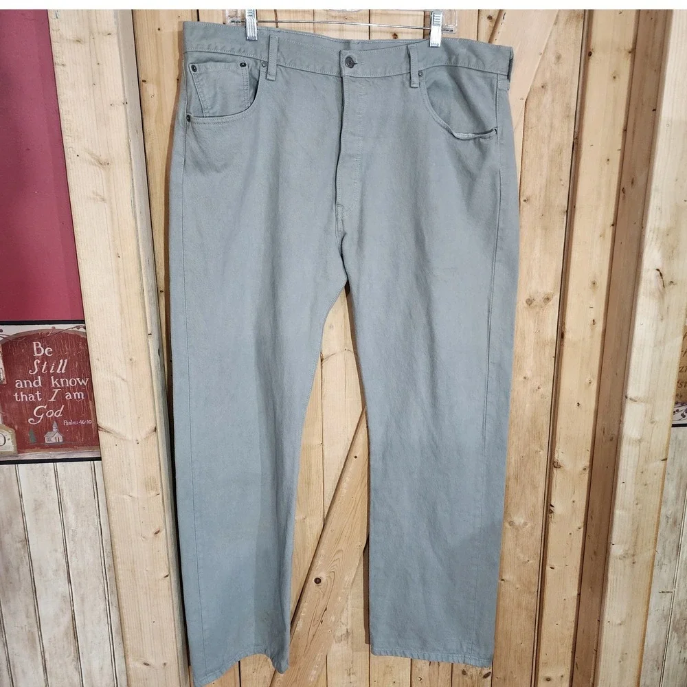 Levis 501 Original Fit Grey Denim Straight Leg Button Fly Mens Jeans 40x32